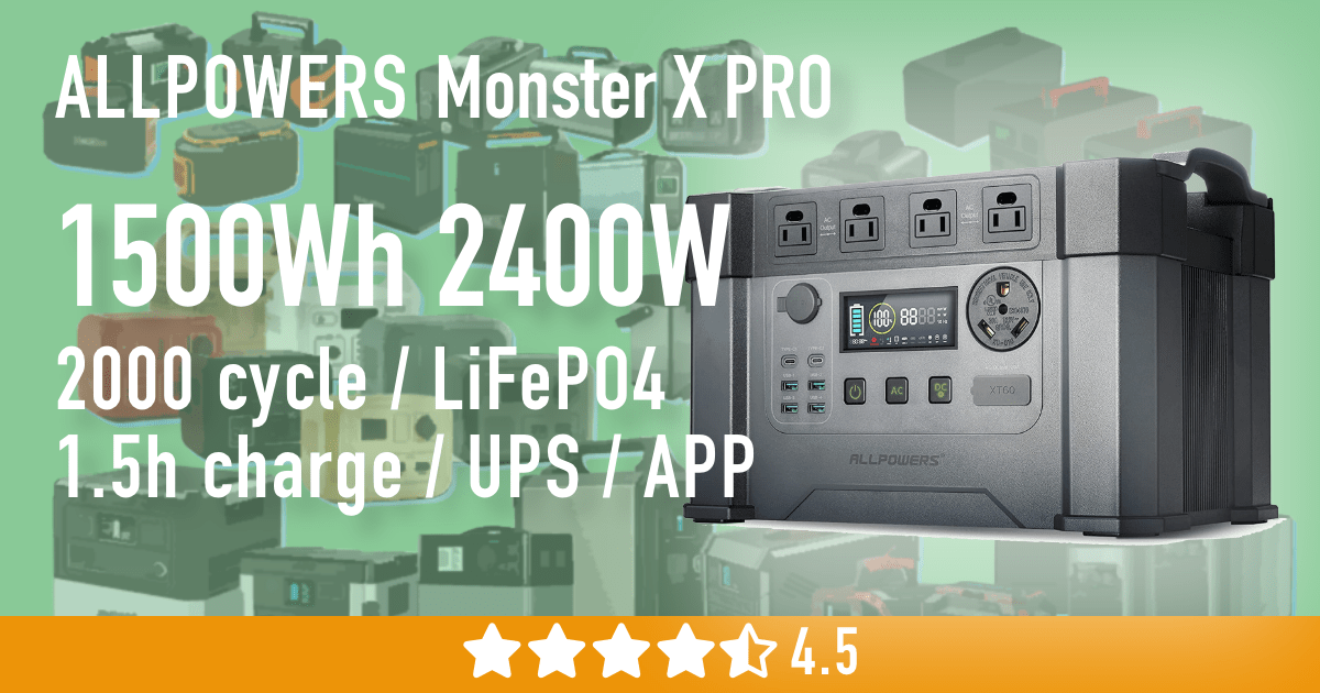 ALLPOWERS ポータブル電源 Monster X PRO/S2000 PRO（1500Wh/2400W 