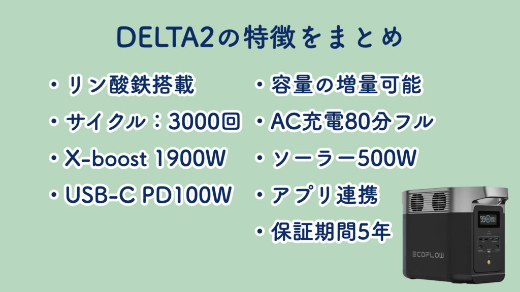 EcoFlow DELTA2（エコフロー デルタ2）の特徴まとめ