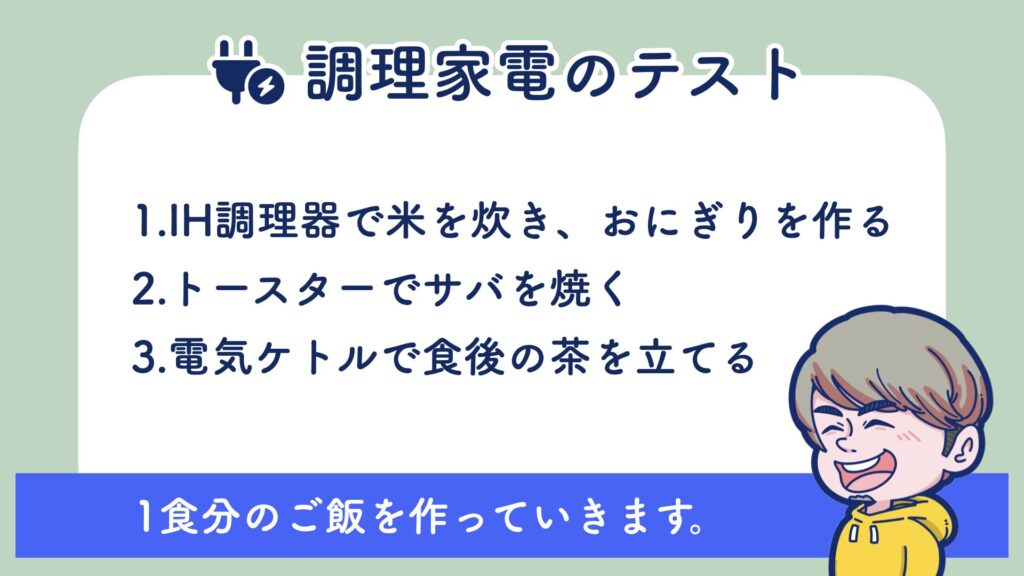 EcoFlow DELTA 3 Plusで調理家電を動かすテスト